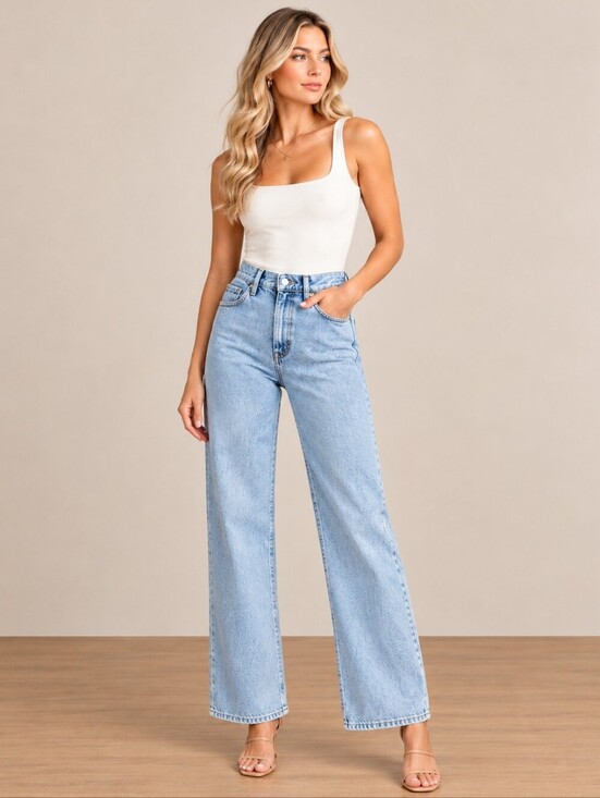Everlane Denim - Everlane The ’90s Forever High Rise Wide Straight Jeans (Size: 24R)